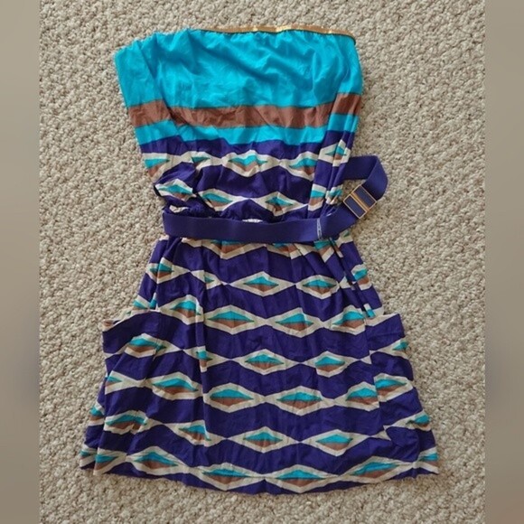 NWT Marc by Marc Jacobs Strapless Belted Swim Cover Up Violet & blue Dress - Picture 1 of 8